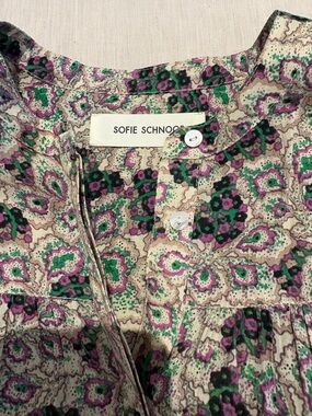 Women's Floral Print Blouse in Cream, Green & Purple